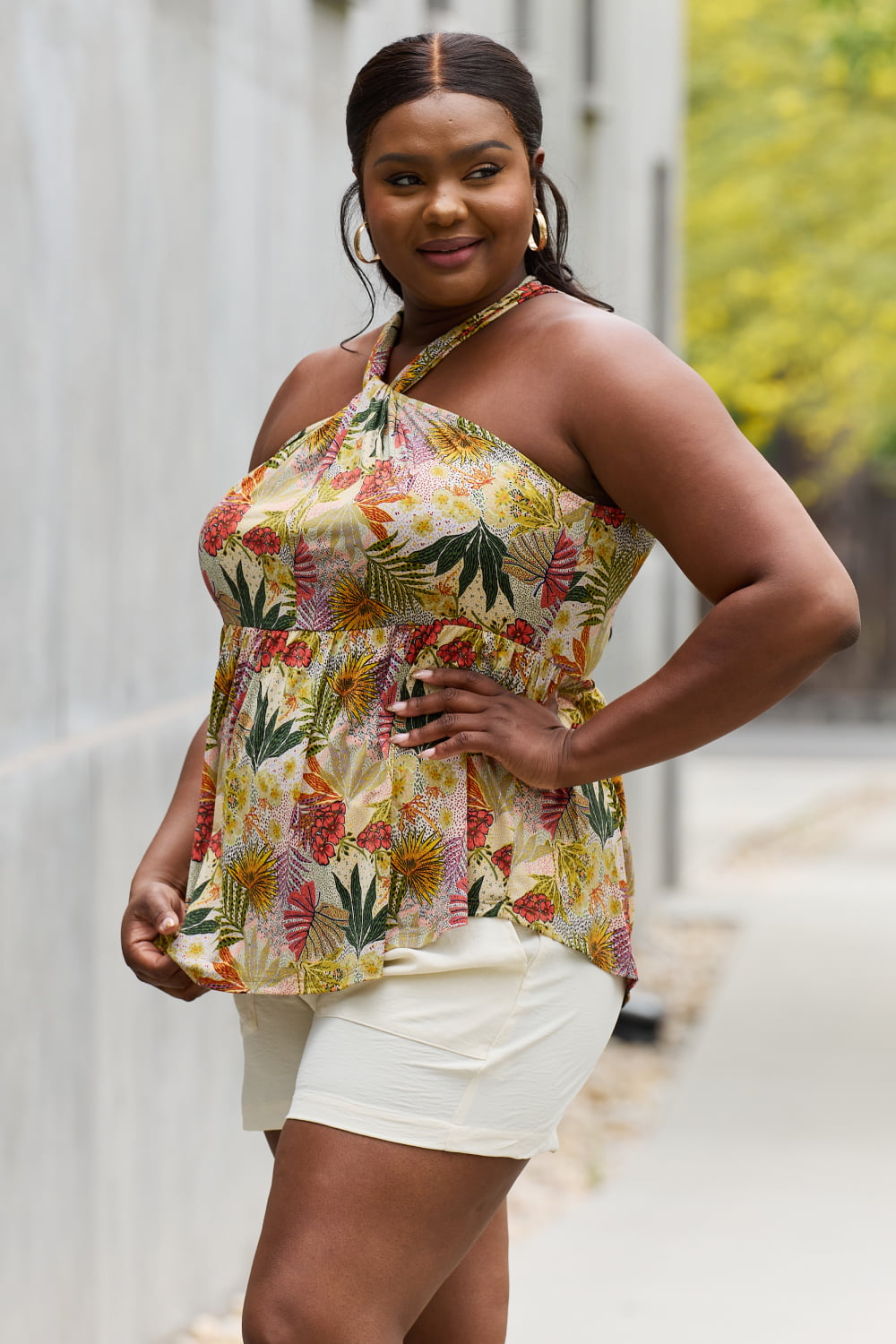 Be Stage Full Size Floral Halter Top *