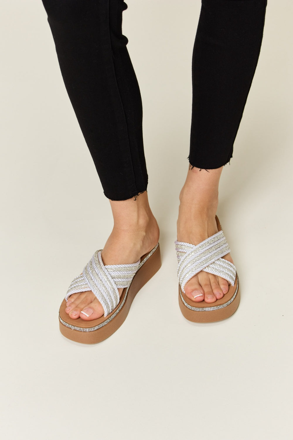Forever Link Rhinestone Platform Wedge Sandals *