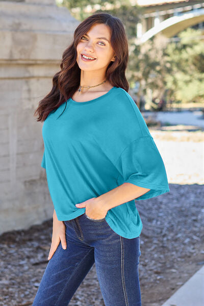 Basic Bae Full Size Round Neck Drop Shoulder T-Shirt *