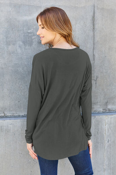 Basic Bae Full Size Round Neck Dropped Shoulder T-Shirt *