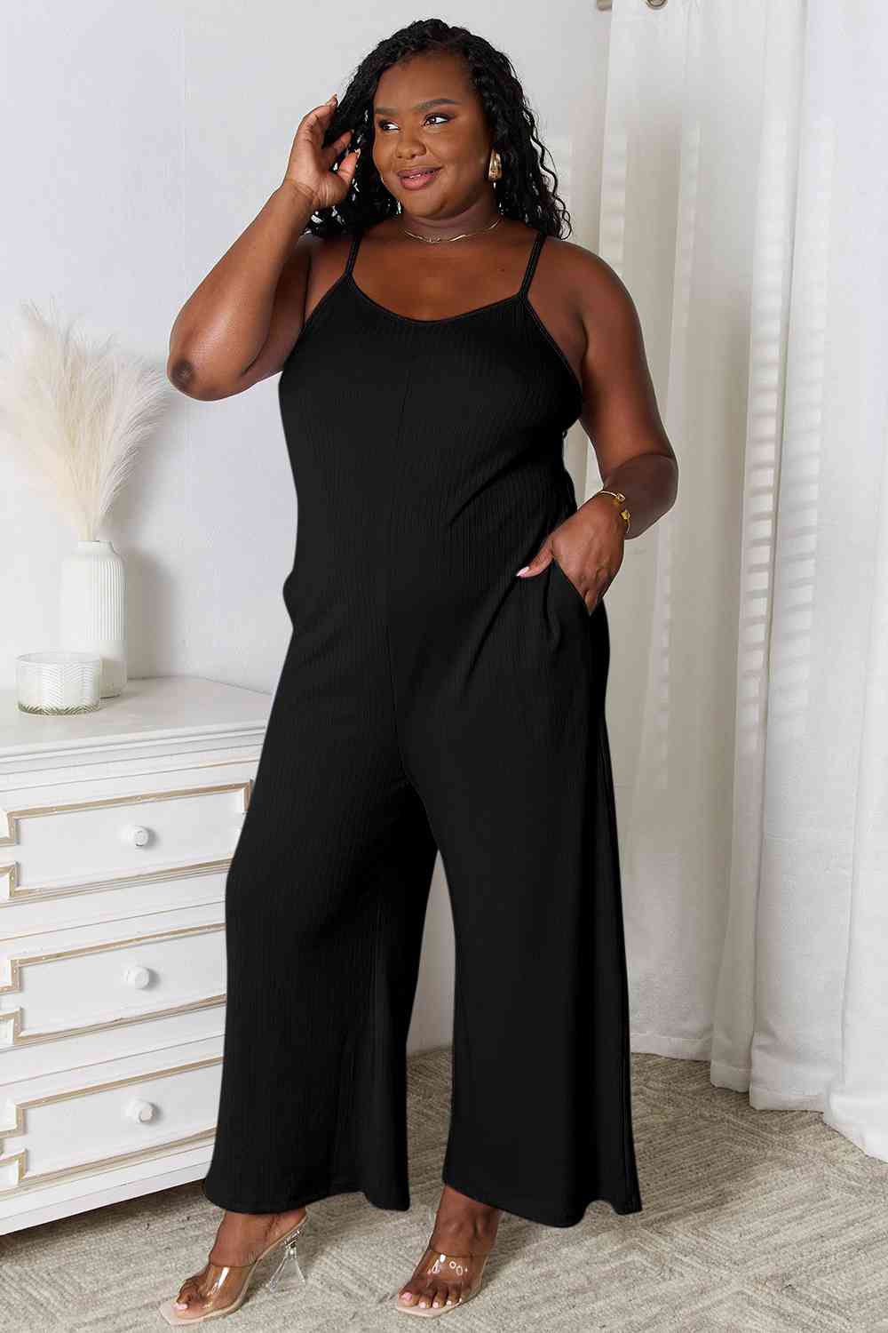 Basic Bae Full Size Spaghetti Strap V-Neck Jumpsuit *