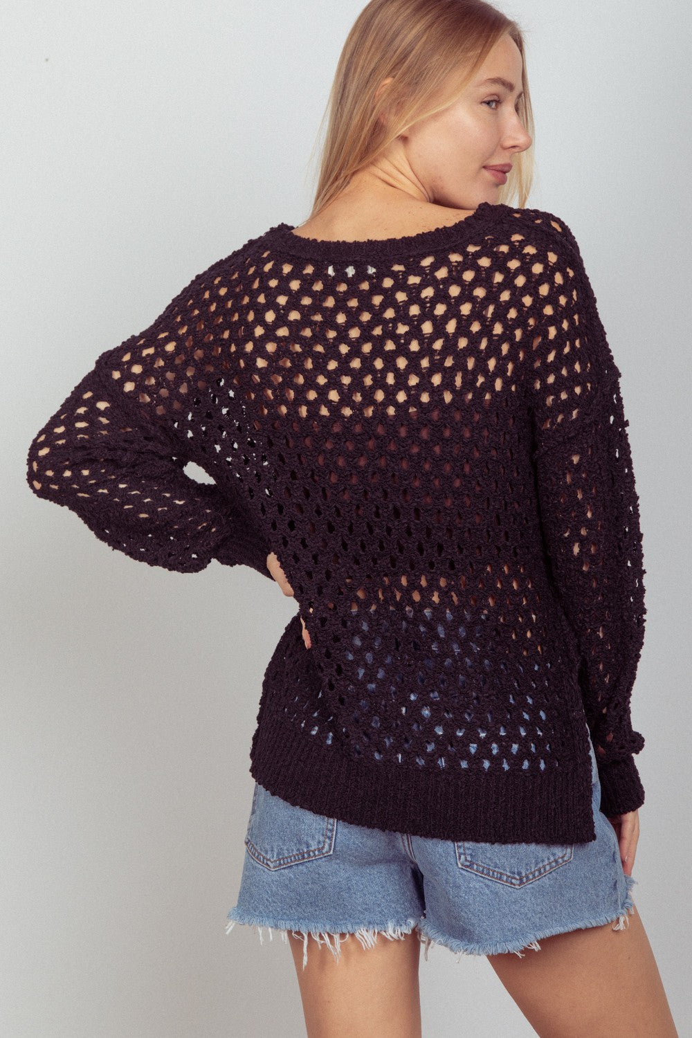 VERY J Openwork Slit Knit Cover Up *