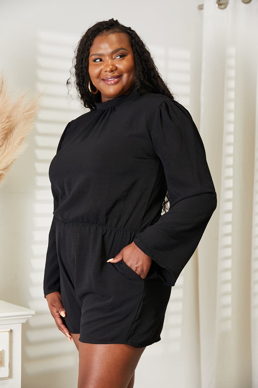 Culture Code Full Size Open Back Romper with Pockets *