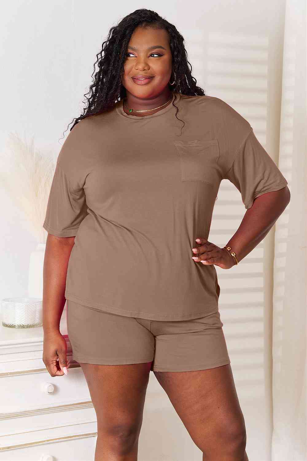 Basic Bae Full Size Soft Rayon Half Sleeve Top and Shorts Set *