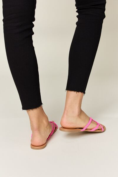 WILD DIVA Crisscross PU Leather Open Toe Sandals *