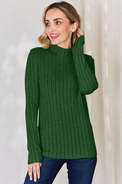 Basic Bae Full Size Ribbed Mock Neck Long Sleeve T-Shirt *