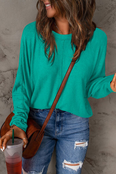 Double Take Full Size Round Neck Long Sleeve T-Shirt *