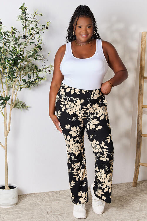 Heimish Full Size High Waist Floral Flare Pants *
