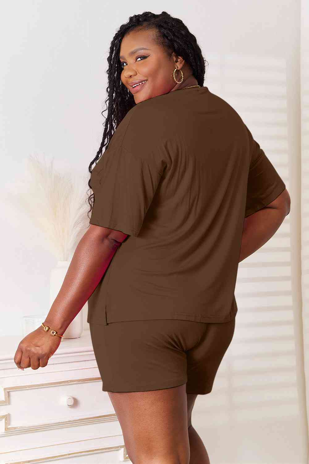 Basic Bae Full Size Soft Rayon Half Sleeve Top and Shorts Set *