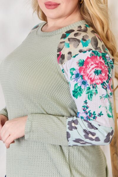 Hailey & Co Full Size Printed Round Neck Blouse *