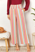 Double Take Striped Smocked Waist Pants with Pockets *