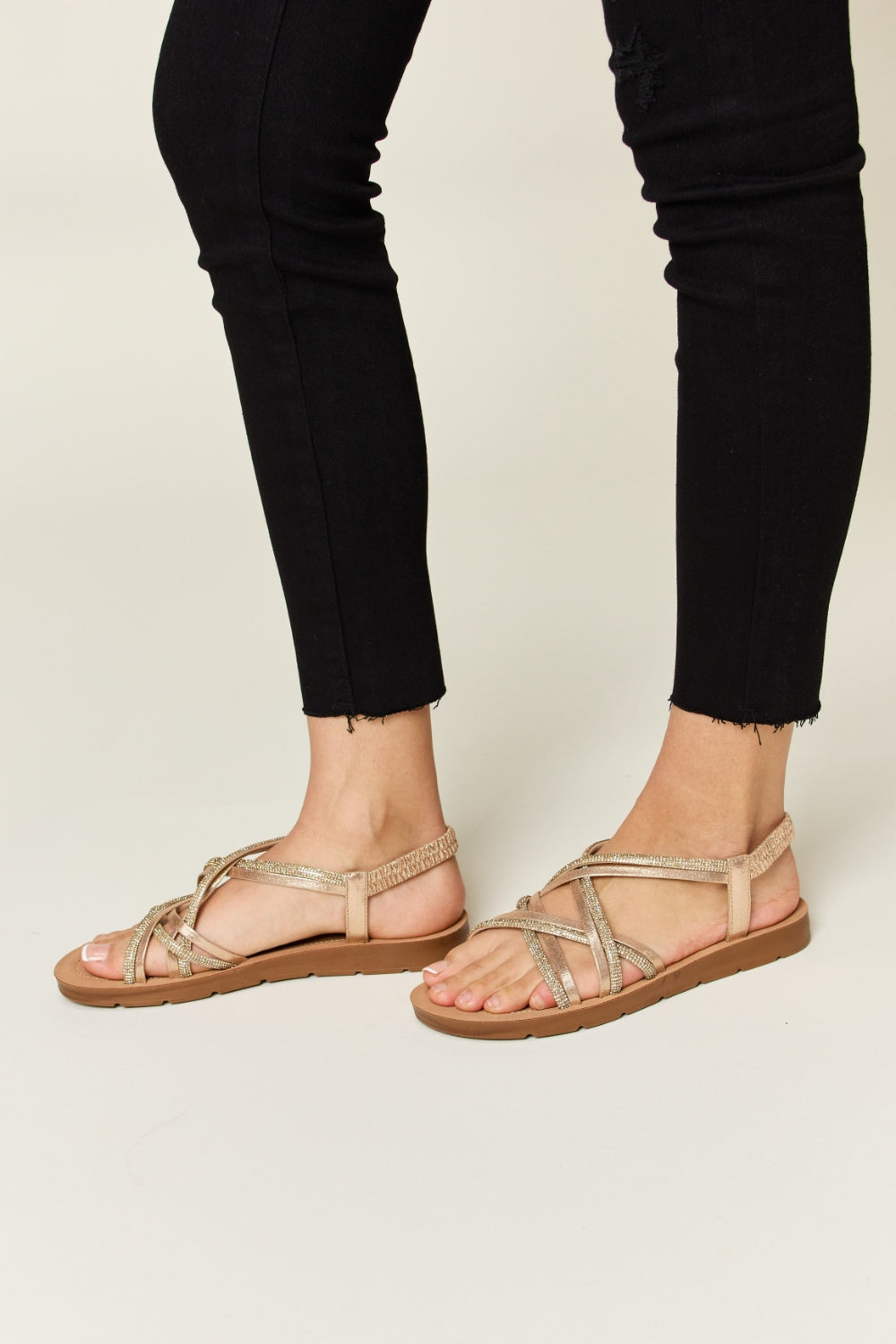 Forever Link Rhinestone Crisscross Flat Sandals *