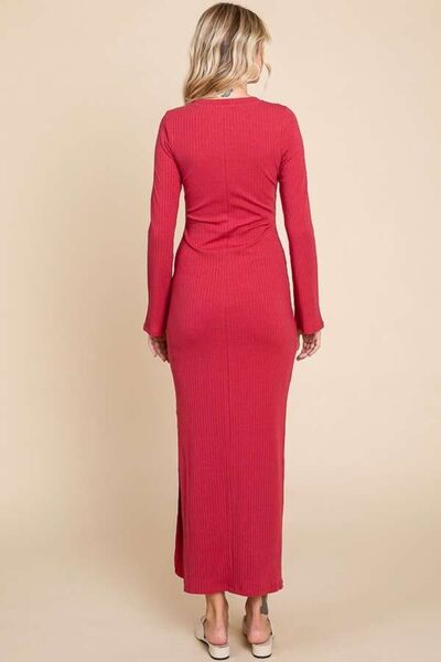 Culture Code Full Size Round Neck Bodycon Bell Maxi Dress *