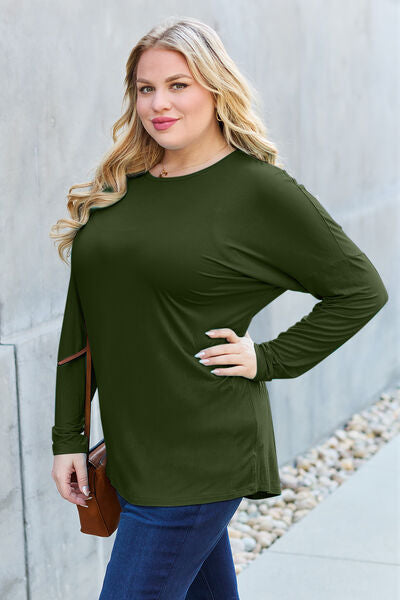 Basic Bae Full Size Round Neck Dropped Shoulder T-Shirt *