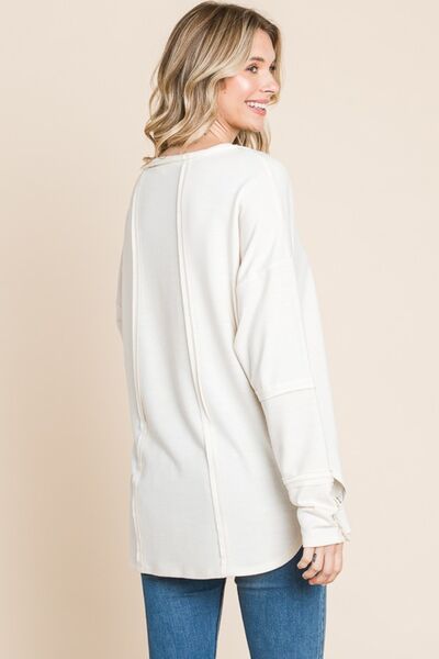 Culture Code Full Size V-Neck Dropped Shoulder Blouse *