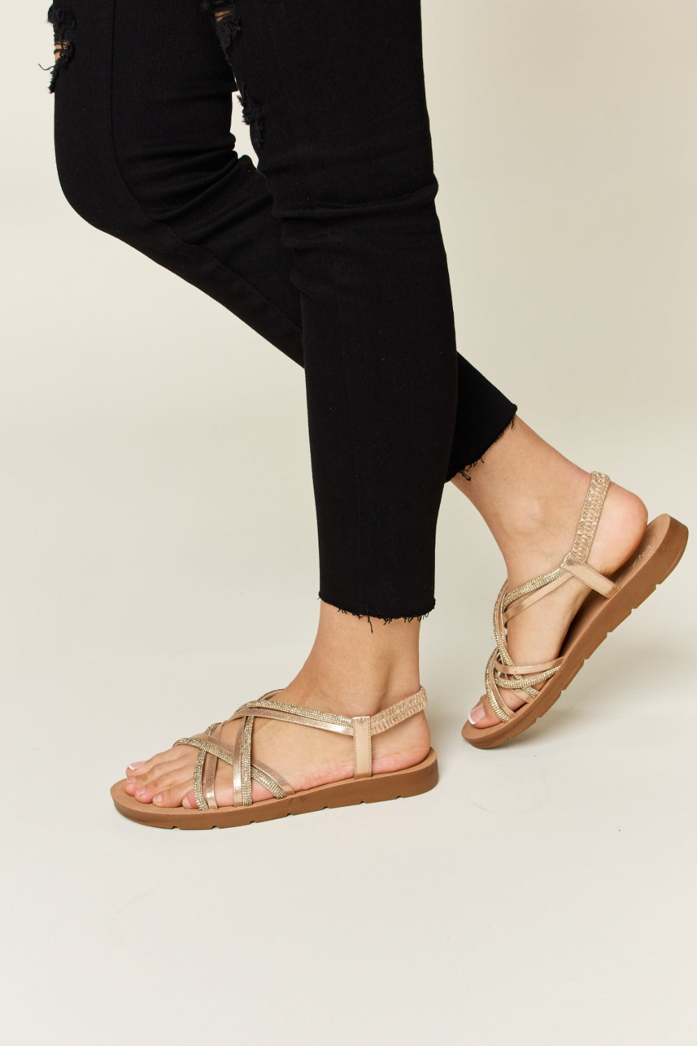 Forever Link Rhinestone Crisscross Flat Sandals *