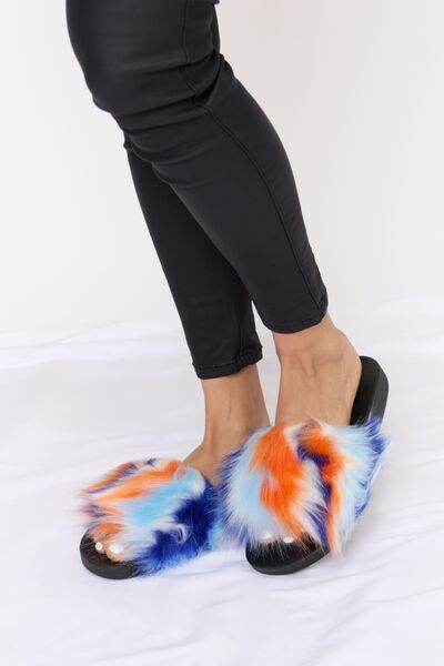 Forever Link Blue Multi Plush Open-Toe Sandals *