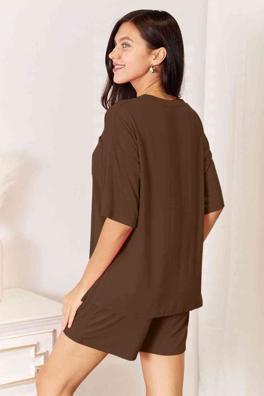 Basic Bae Full Size Soft Rayon Half Sleeve Top and Shorts Set *