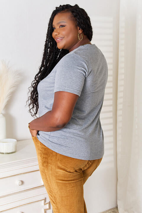 Simply Love US Flag Graphic Cuffed Sleeve T-Shirt *