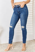 Judy Blue Full Size High Waist Distressed Slim Jeans *