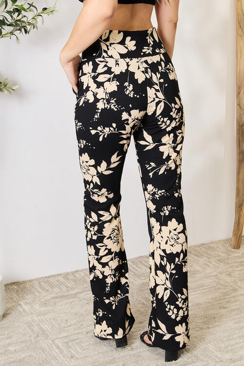Heimish Full Size High Waist Floral Flare Pants *