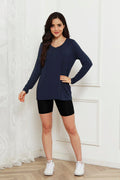 Basic Bae Full Size V-Neck Long Sleeve Top *