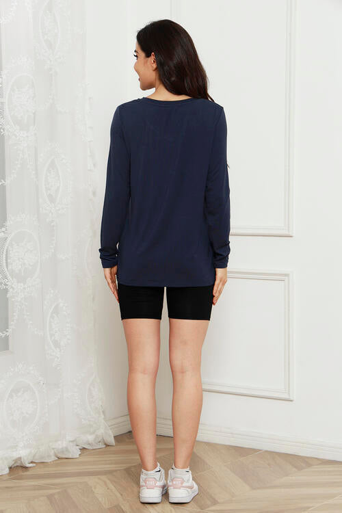 Basic Bae Full Size V-Neck Long Sleeve Top *