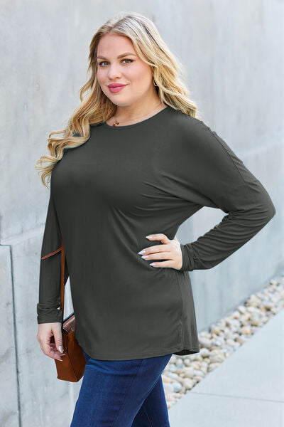 Basic Bae Full Size Round Neck Dropped Shoulder T-Shirt *