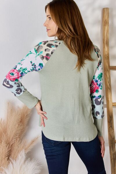 Hailey & Co Full Size Printed Round Neck Blouse *