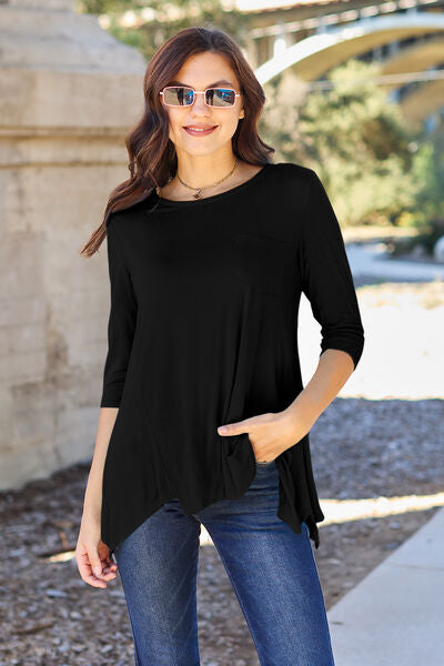 Basic Bae Full Size Round Neck Pocketed T-Shirt *