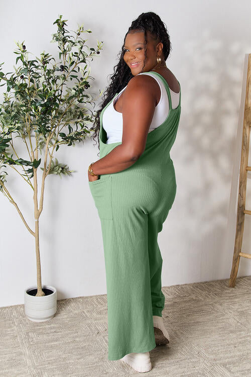 Double Take Full Size Wide Strap Overall with Pockets *