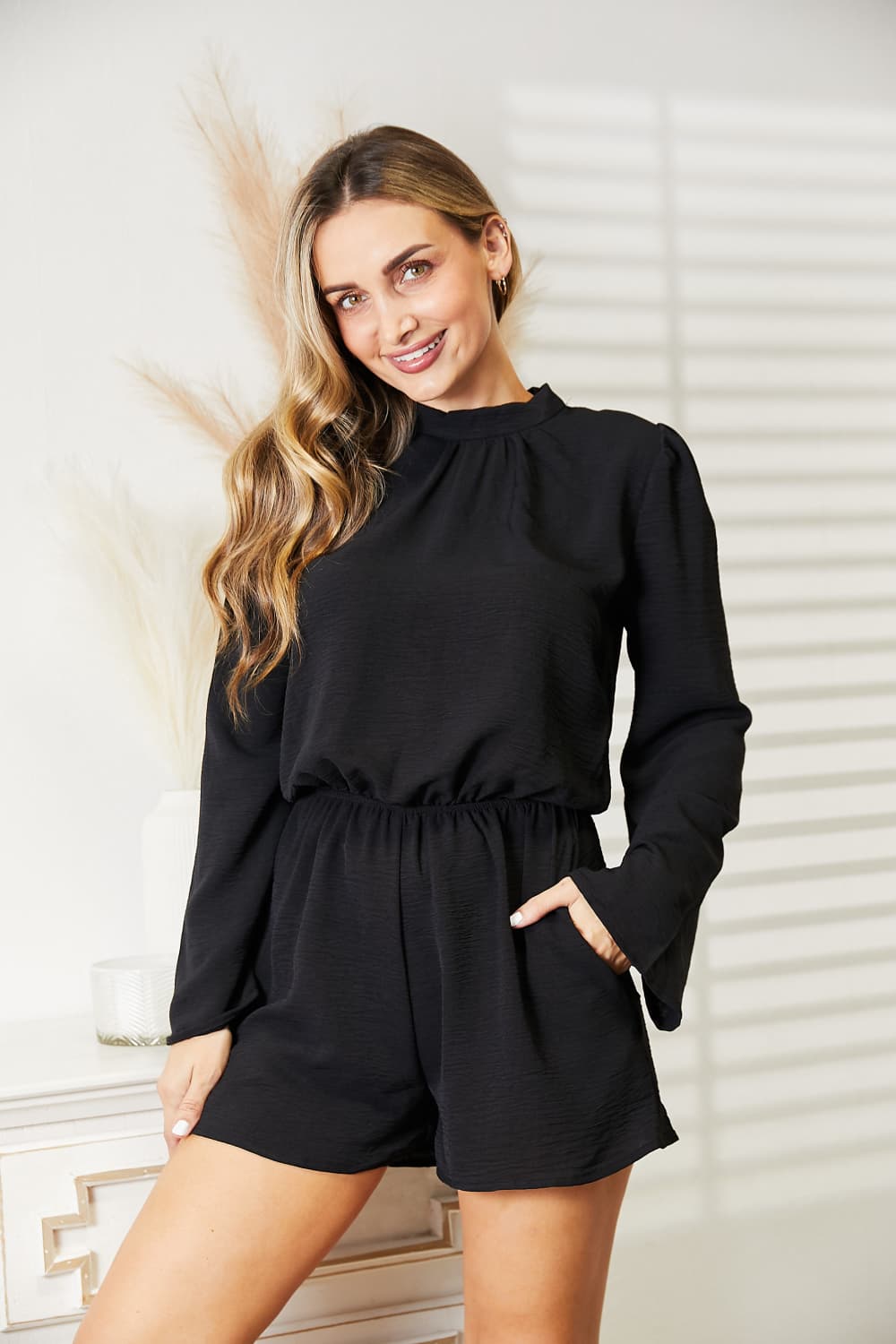 Culture Code Full Size Open Back Romper with Pockets *