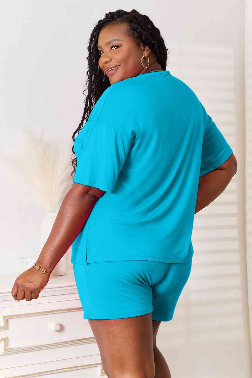 Basic Bae Full Size Soft Rayon Half Sleeve Top and Shorts Set *