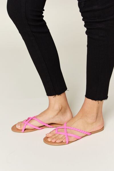 WILD DIVA Crisscross PU Leather Open Toe Sandals *