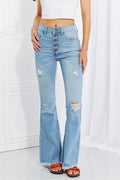 Vibrant MIU Full Size Jess Button Flare Jeans *