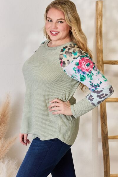 Hailey & Co Full Size Printed Round Neck Blouse *