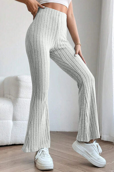 Basic Bae Full Size Ribbed High Waist Flare Pants *