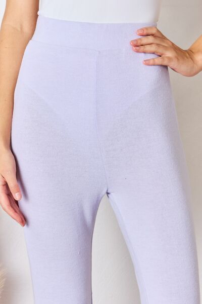RISEN Full Size High Waist Ultra Soft Knit Flare Pants *
