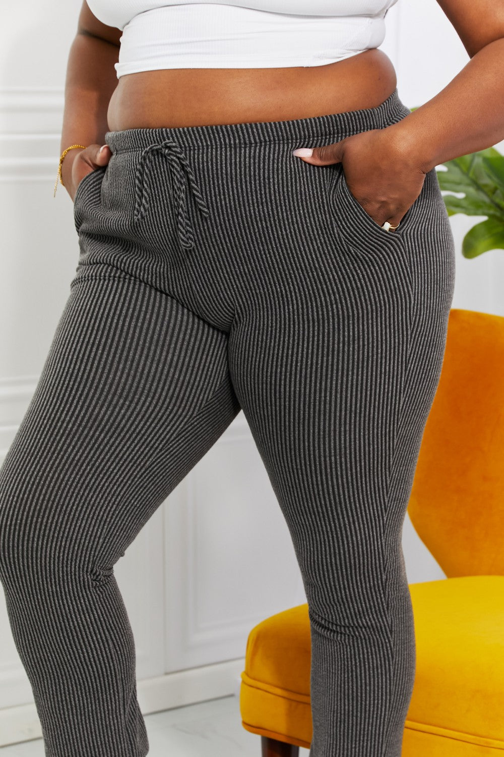 Blumin Apparel Full Size Easy Living Ribbed Joggers *