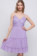 LOVE TREE Lace Detail Tied V-Neck Mini Cami Dress *