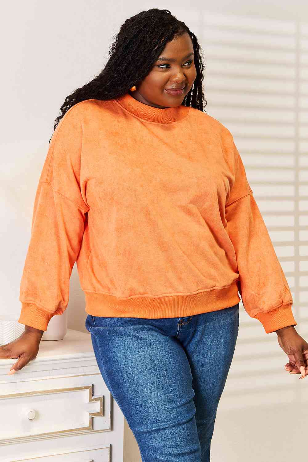 Basic Bae Round Neck Dropped Shoulder Sweatshirt *