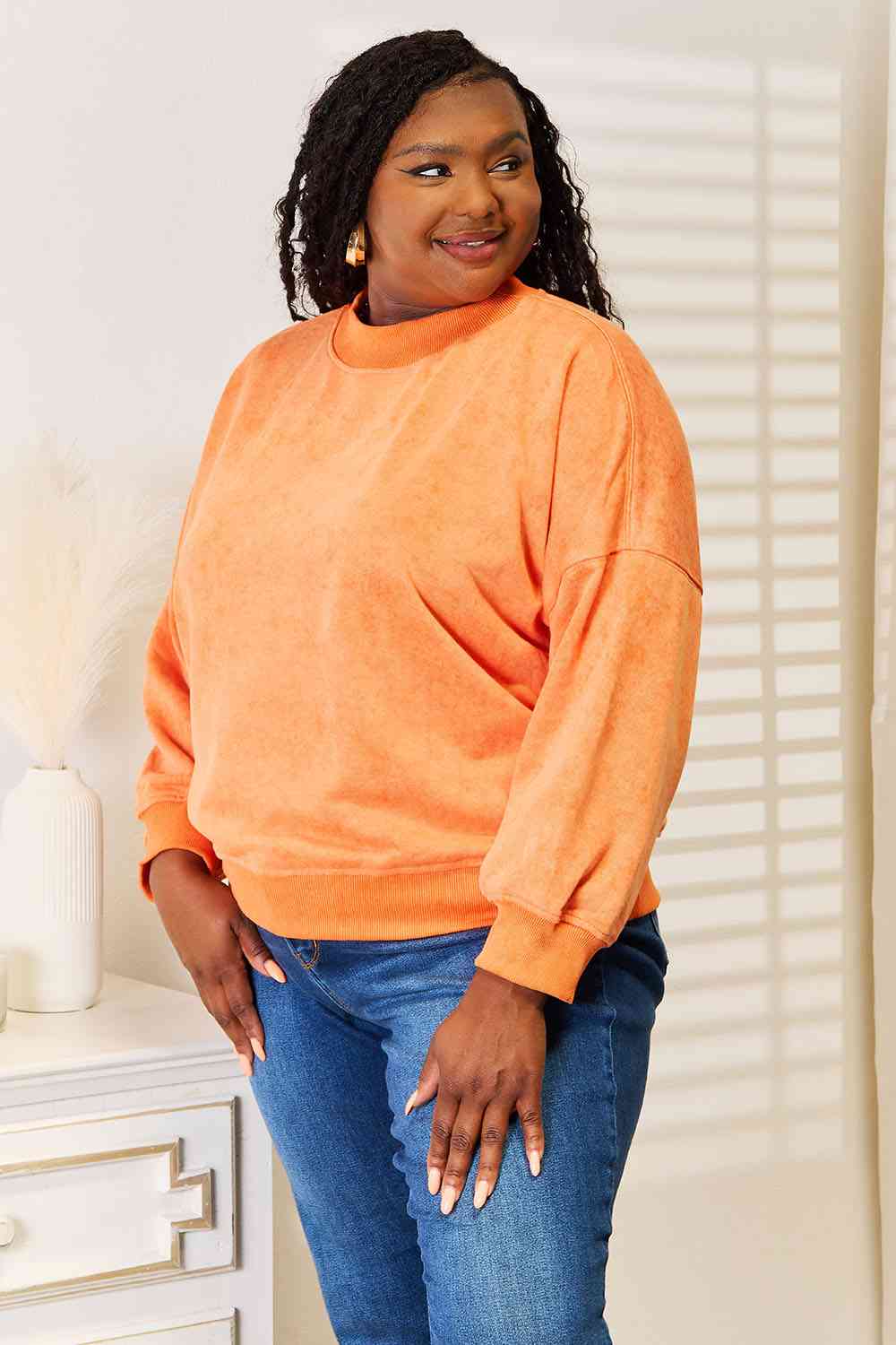 Basic Bae Round Neck Dropped Shoulder Sweatshirt *